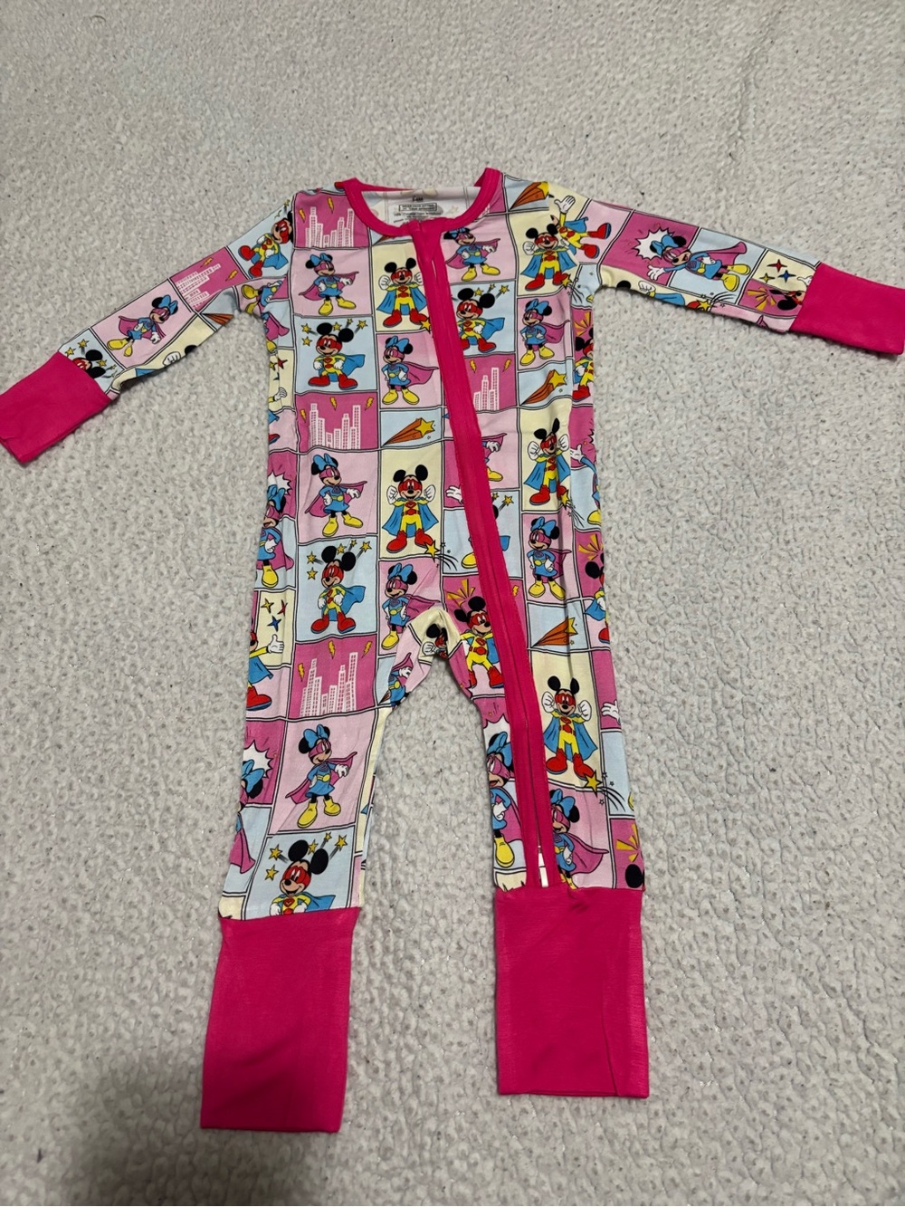 Bamboo Pink Disney Character Print Kids Footless One-Piece